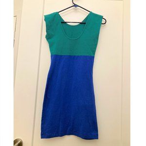 Small American Apparel Two Toned Blue Green Body Con Dress